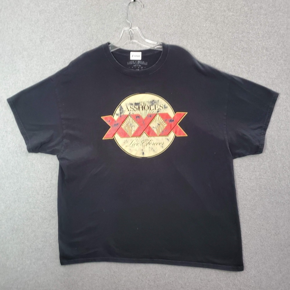 Assholes*s Live Forever Men Shirt 2X Black Logo Linda Finegold Graphic Crew Neck